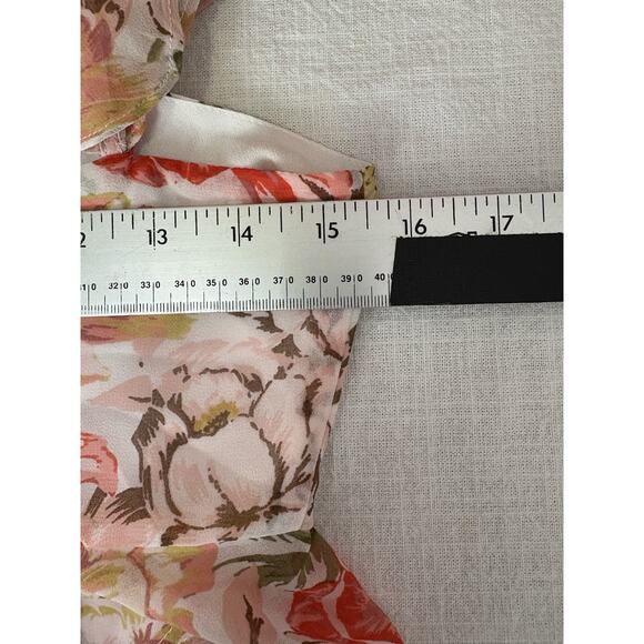 WAYF Floral Chiffon Ruffle Cutout Maxi Dress Romatic Tiered Pink Fairy Whimsy Sm - Picture 12 of 16